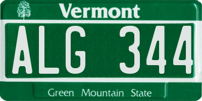 VT license plate ALG344
