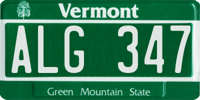 VT license plate ALG347