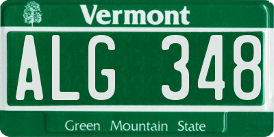 VT license plate ALG348
