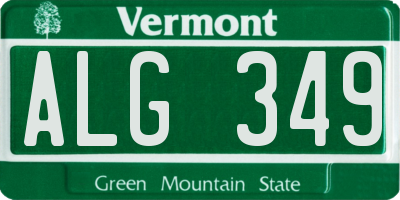 VT license plate ALG349