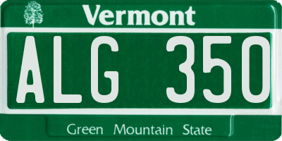 VT license plate ALG350