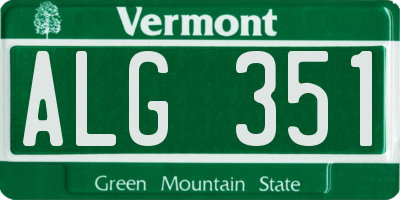 VT license plate ALG351