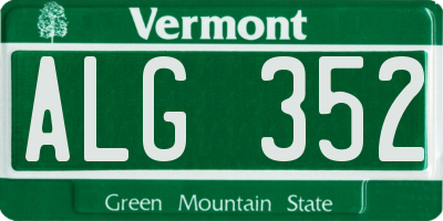 VT license plate ALG352