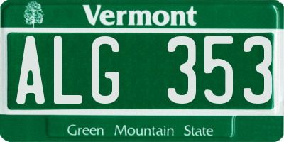 VT license plate ALG353
