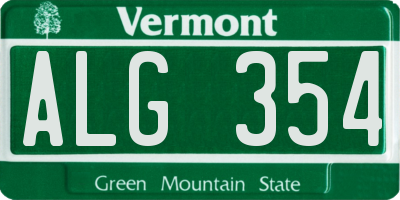 VT license plate ALG354