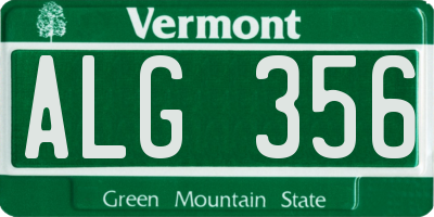 VT license plate ALG356