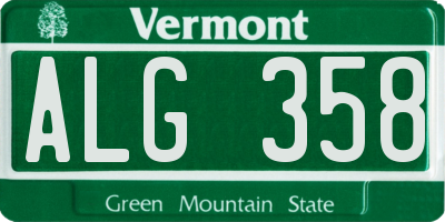 VT license plate ALG358