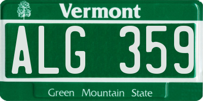 VT license plate ALG359
