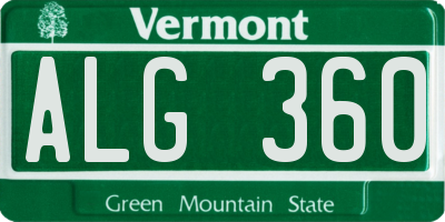 VT license plate ALG360