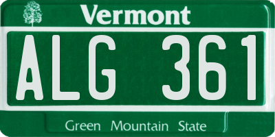 VT license plate ALG361