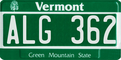 VT license plate ALG362