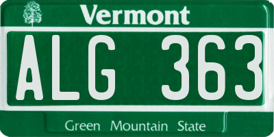 VT license plate ALG363