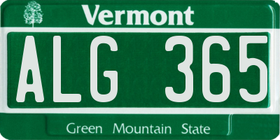 VT license plate ALG365