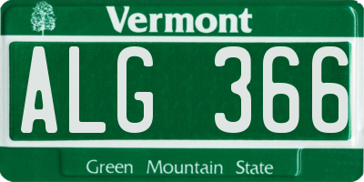 VT license plate ALG366