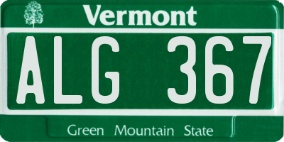 VT license plate ALG367