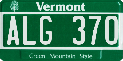 VT license plate ALG370
