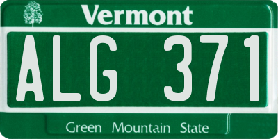 VT license plate ALG371