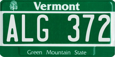VT license plate ALG372