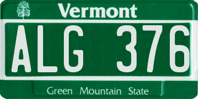 VT license plate ALG376
