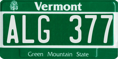 VT license plate ALG377