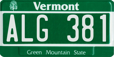 VT license plate ALG381
