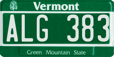 VT license plate ALG383
