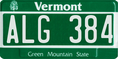 VT license plate ALG384