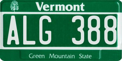 VT license plate ALG388