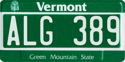 VT license plate ALG389