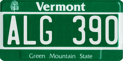 VT license plate ALG390