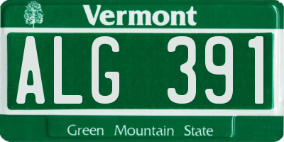 VT license plate ALG391