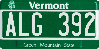 VT license plate ALG392