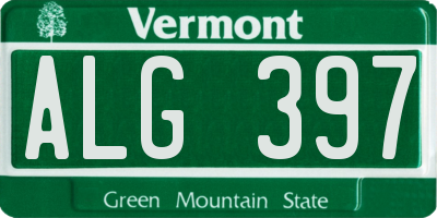 VT license plate ALG397