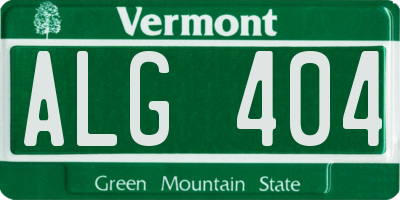 VT license plate ALG404