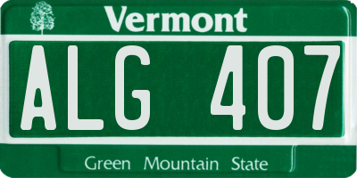 VT license plate ALG407