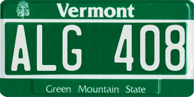 VT license plate ALG408