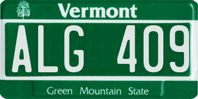 VT license plate ALG409
