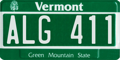VT license plate ALG411