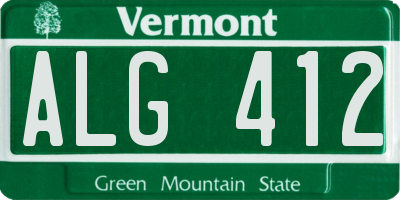 VT license plate ALG412