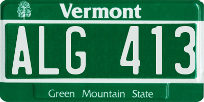 VT license plate ALG413
