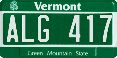 VT license plate ALG417