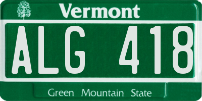 VT license plate ALG418