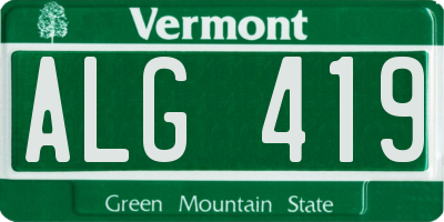VT license plate ALG419