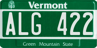 VT license plate ALG422