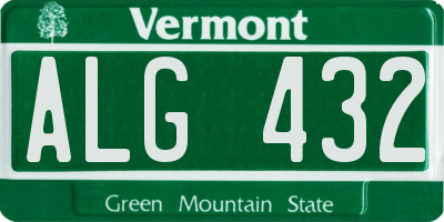 VT license plate ALG432