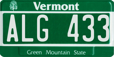 VT license plate ALG433