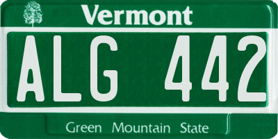 VT license plate ALG442