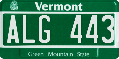 VT license plate ALG443