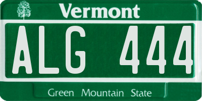VT license plate ALG444