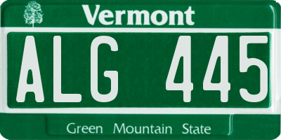 VT license plate ALG445
